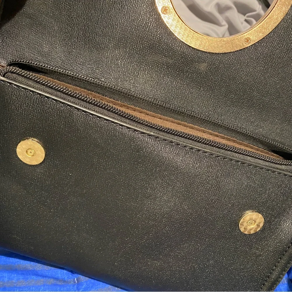 Black Wallet with Gold Crescent Accent - Picture 3 of 3